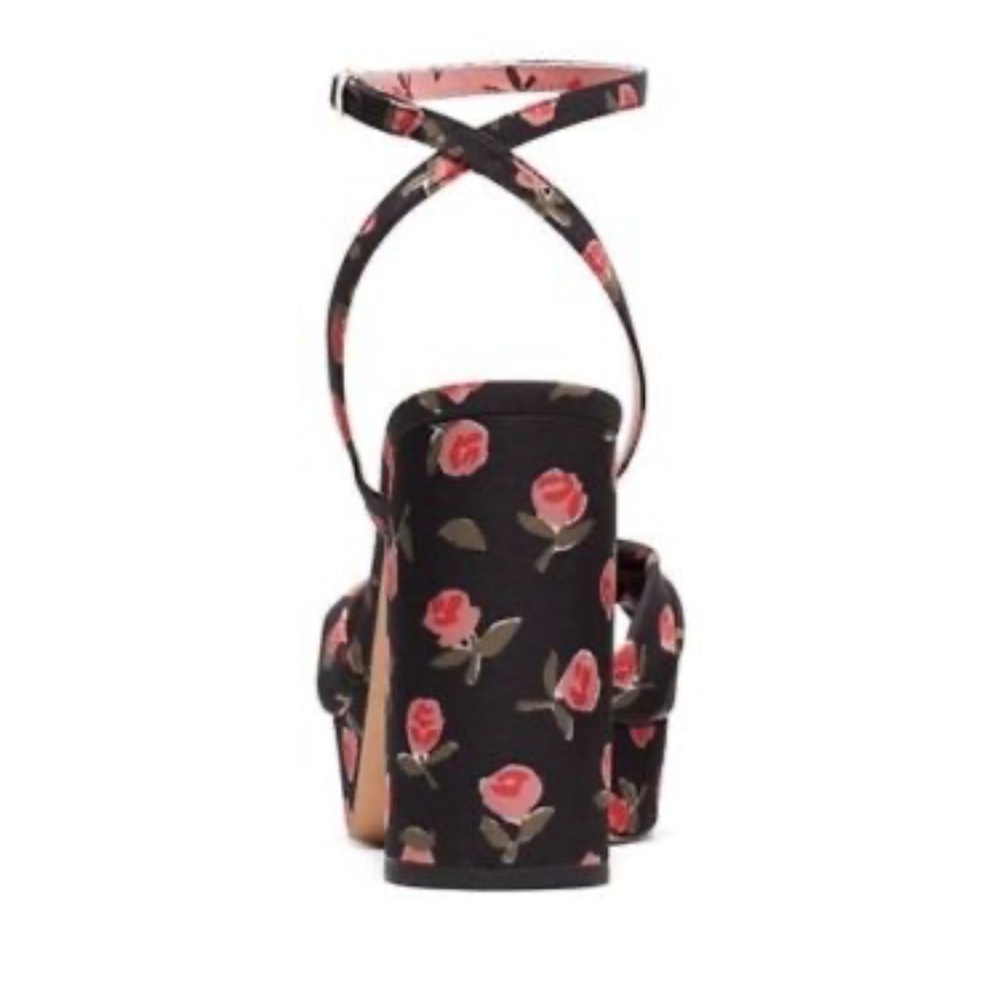NEW Kate Spade New York Confetti Ditsy Rose/Black PLATFORM SANDALS HEELS NIB - Picture 3 of 11